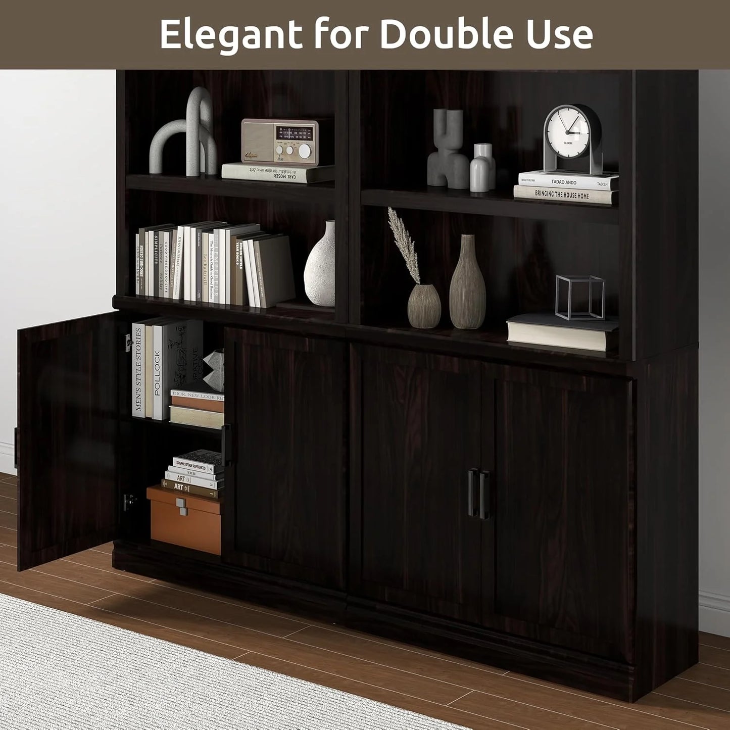 70-Inch Tall White Bookcase 5 Tiers Shelves Open Storage Bookshelf