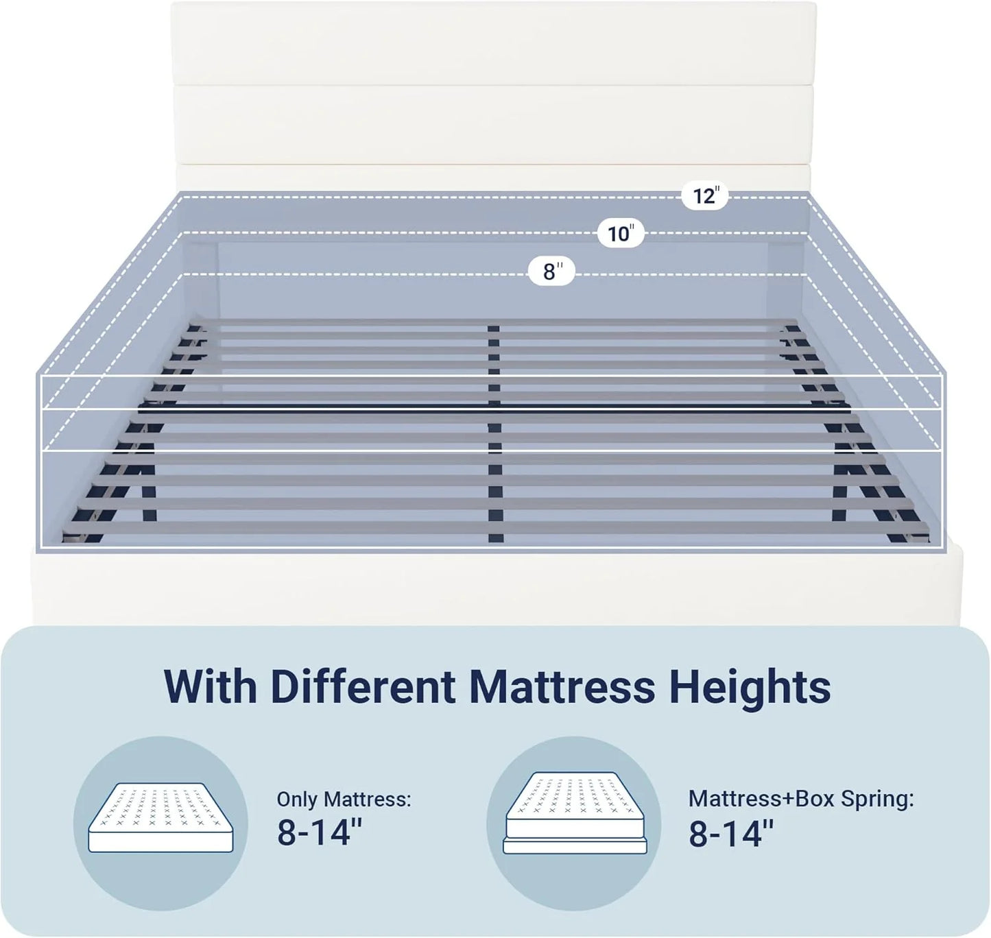 Allewie Queen Size Platform Bed Frame with Fabric Upholstered Headboard and Wooden Slats Support, Fully Upholstered Mattress Foundation/No Box Spring Needed