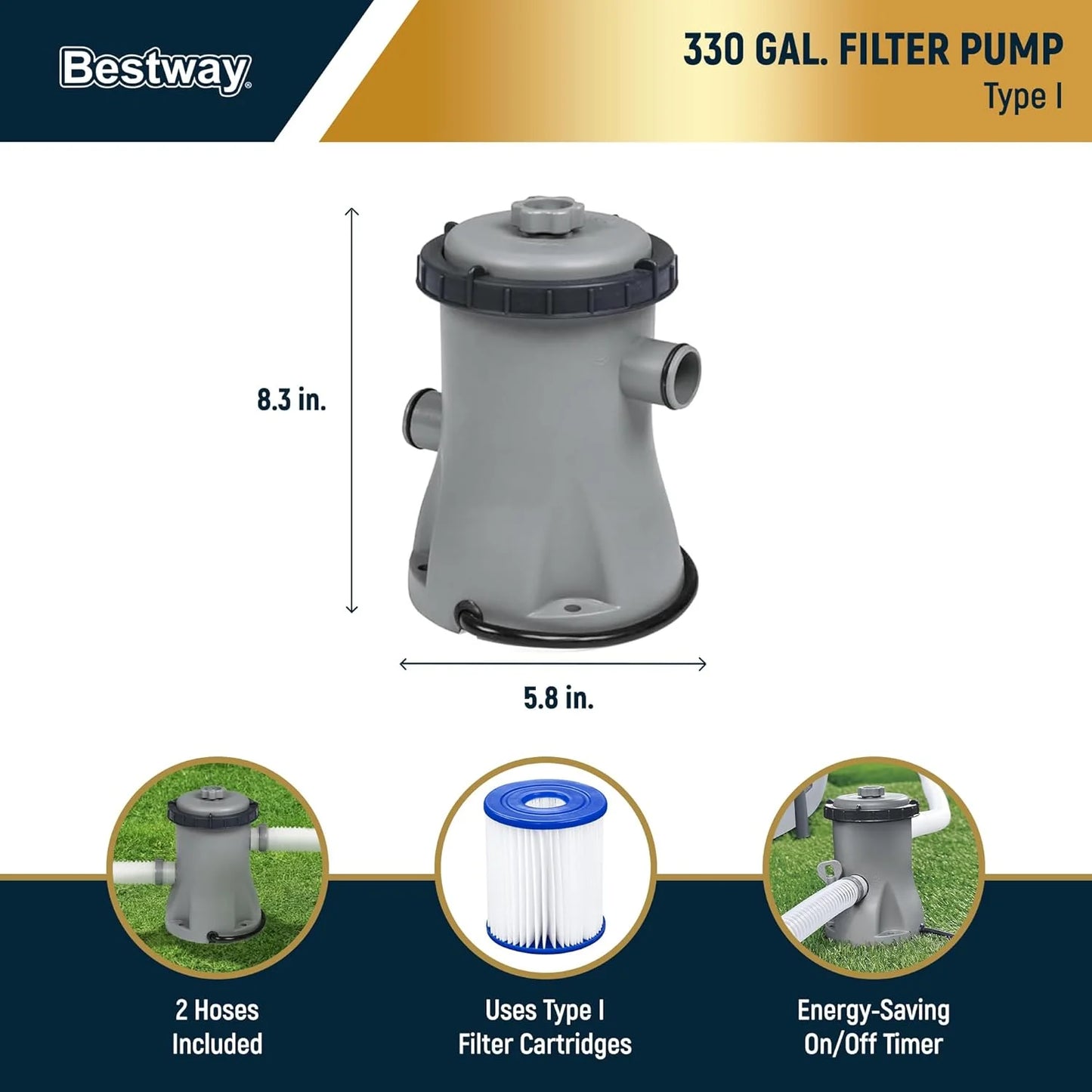 Steel Pro MAX 10 Foot x 30 Inch Round Metal Frame Above Ground Outdoor Backyard Swimming Pool Set with 330 GPH Filter Pump