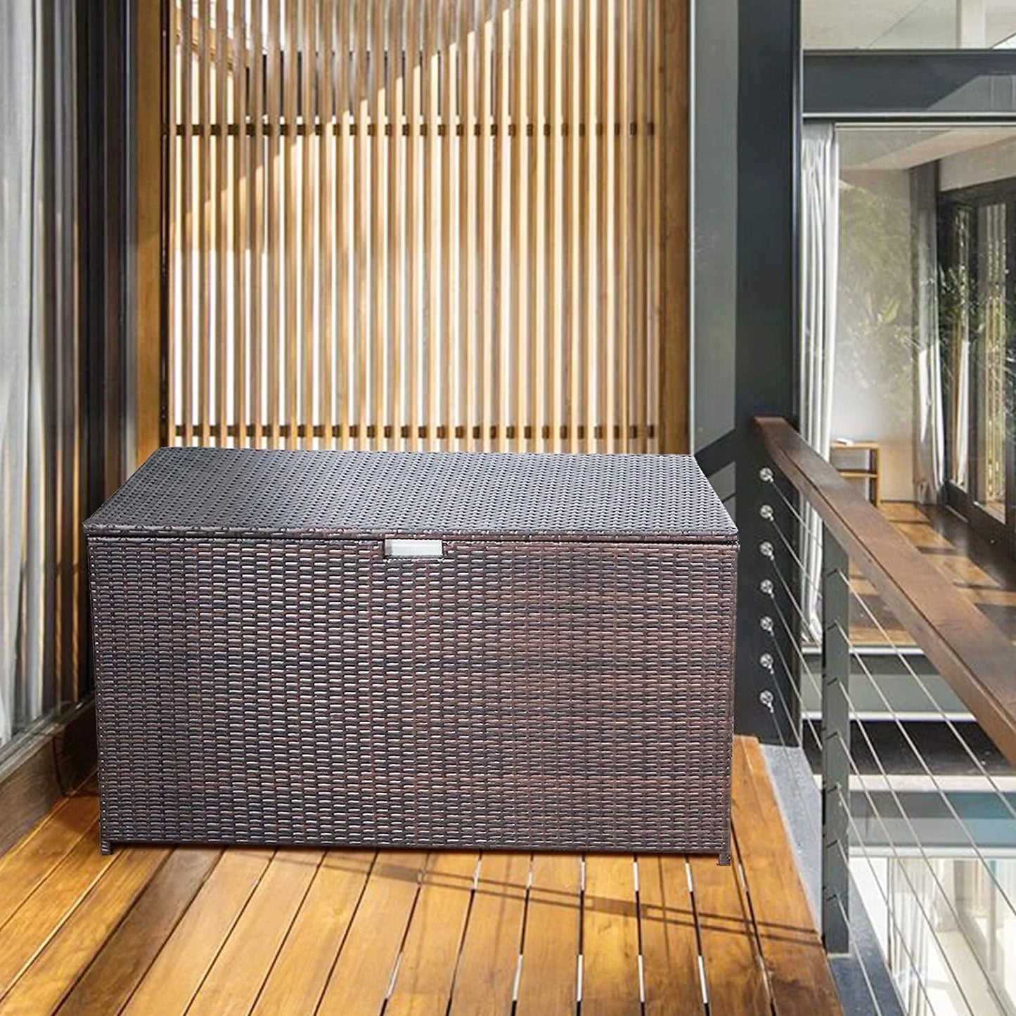 Wicker Outdoor Patio Storage Box Waterproof