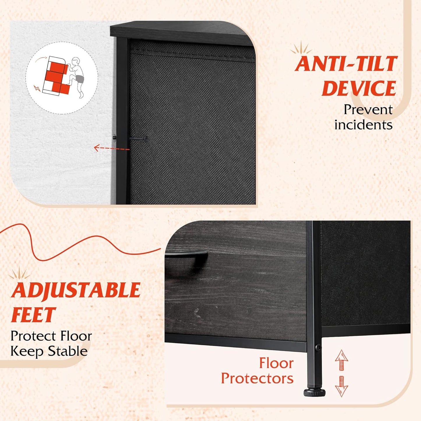 WLIVE Storage Organizer Unit with 13 Fabric Bins, Storage Drawers Organizer with Steel Frame, Tall Storage Tower Organizaton for Living Room, Hallway, Office, Charcoal Black