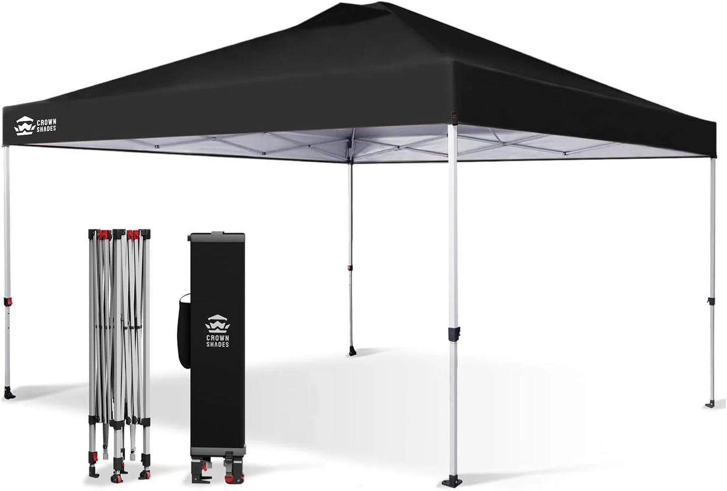 10x10 Pop-Up Awning - One-Click Installation Beach Tent - Outdoor Sunshade Silver Coated Top, 3 Heights and 4 Sand Pockets