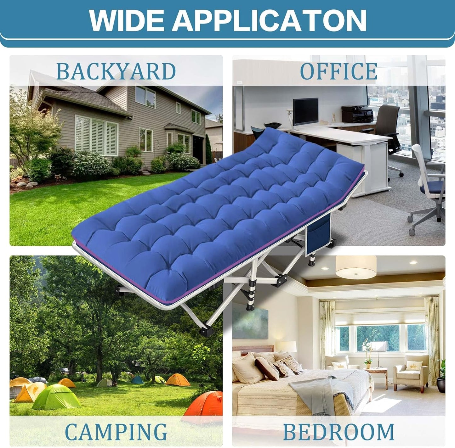 2-Pack Camping Cots with Mattress Comfortable Folding Bed Heavy Duty Baby Cot