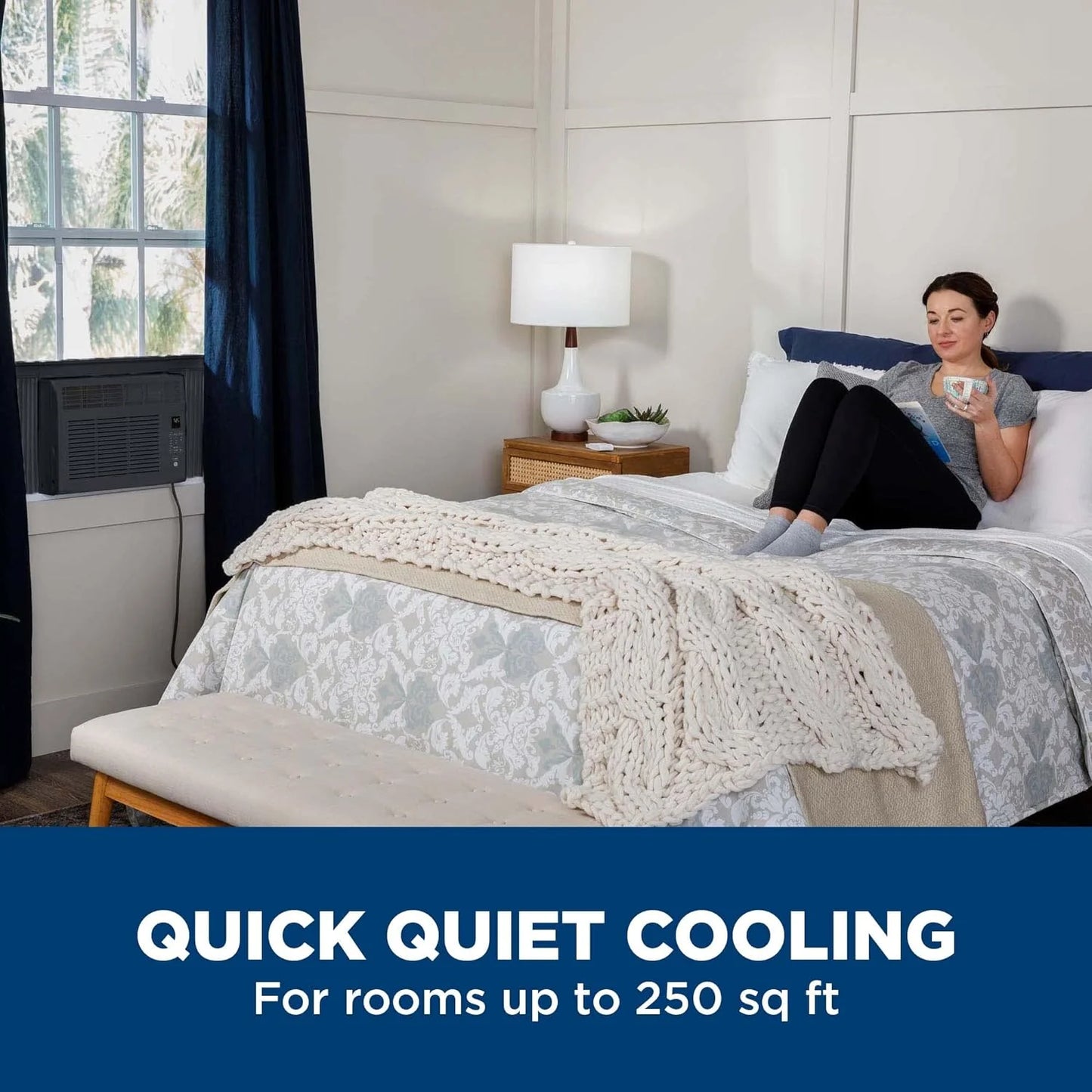 GE Window Air Conditioner Unit, 5,000 BTU for Small Rooms up to 150 sq ft. with Manual Adjustable Fan and Cooling Settings, Perfect for Small Bedroom or Living Room, Easy Install Kit Included, White