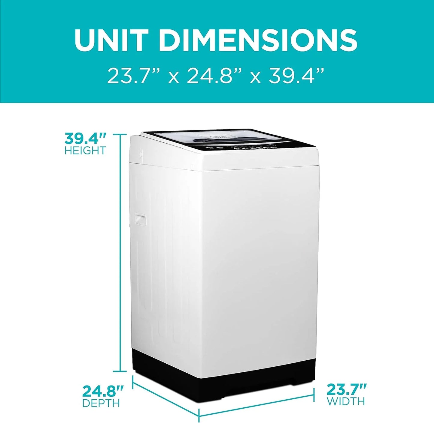 Portable Washer 6.6 lb. Capacity Washing Machine for Homes & Apartments 5 Wash Cycles Quick Connect Sink Adapter and Drain Hose Included Transparent Lid