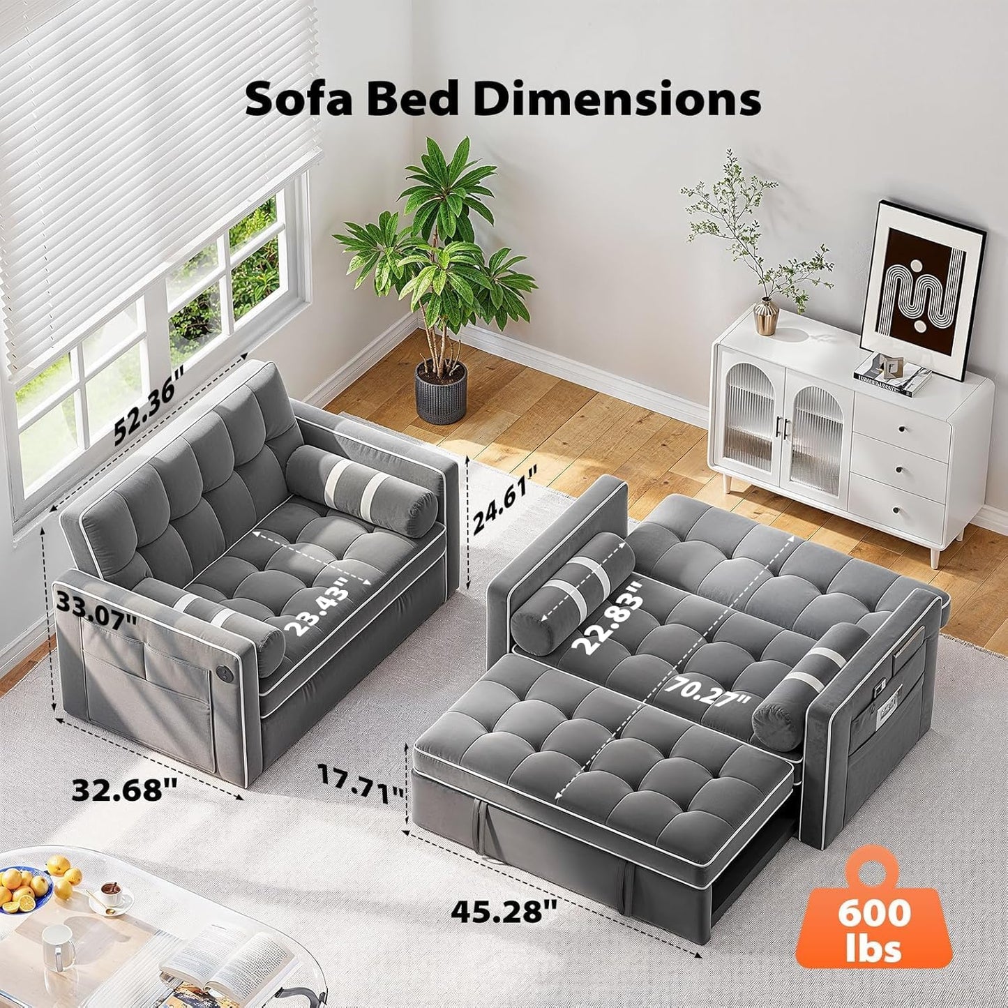 3 in 1 Convertible Sleeper Sofa Bed