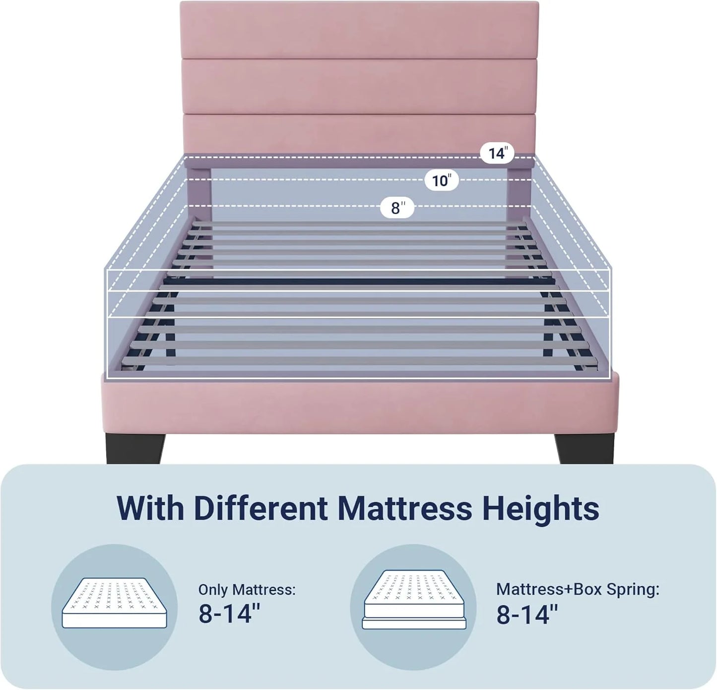 Allewie Queen Size Platform Bed Frame with Fabric Upholstered Headboard and Wooden Slats Support, Fully Upholstered Mattress Foundation/No Box Spring Needed