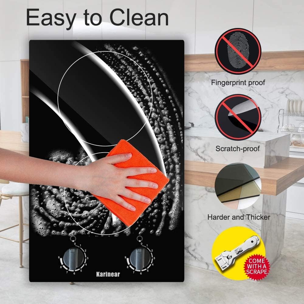 Karinear 30 Inch Electric Cooktop 4 Burners, Knob Control Built-in Ceramic Cooktop, 30" Radiant Electric Stove Top with Glass Protection Metal Frame,Hot Surface Indicator, 220-240v, Hard Wire, No Plug