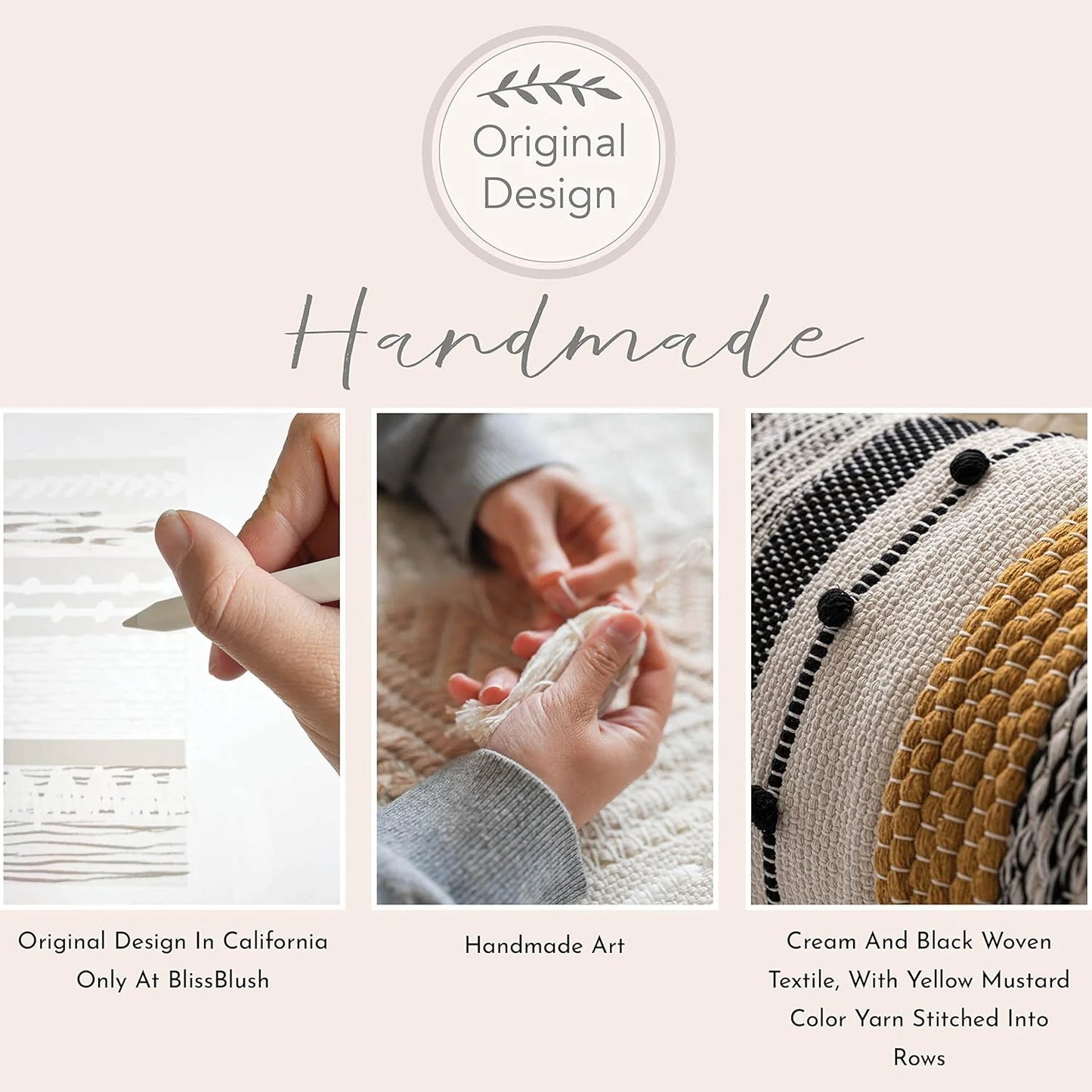 Blue Boho Decorative Throw Pillow Cover 20x20