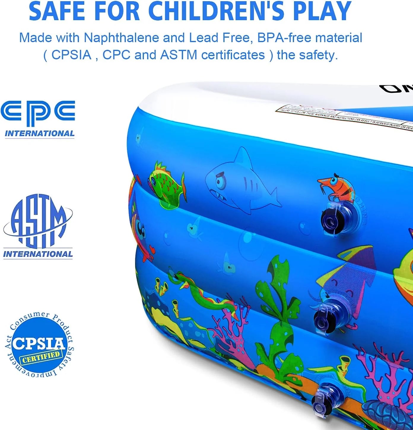 Inflatable Swimming Pool, 120" x 72" x 22" Kiddie Pools, Family Lounge Pools Thickened Above Ground Family Pool for Summer Water Party, Backyard, Garden Lawn, Blue