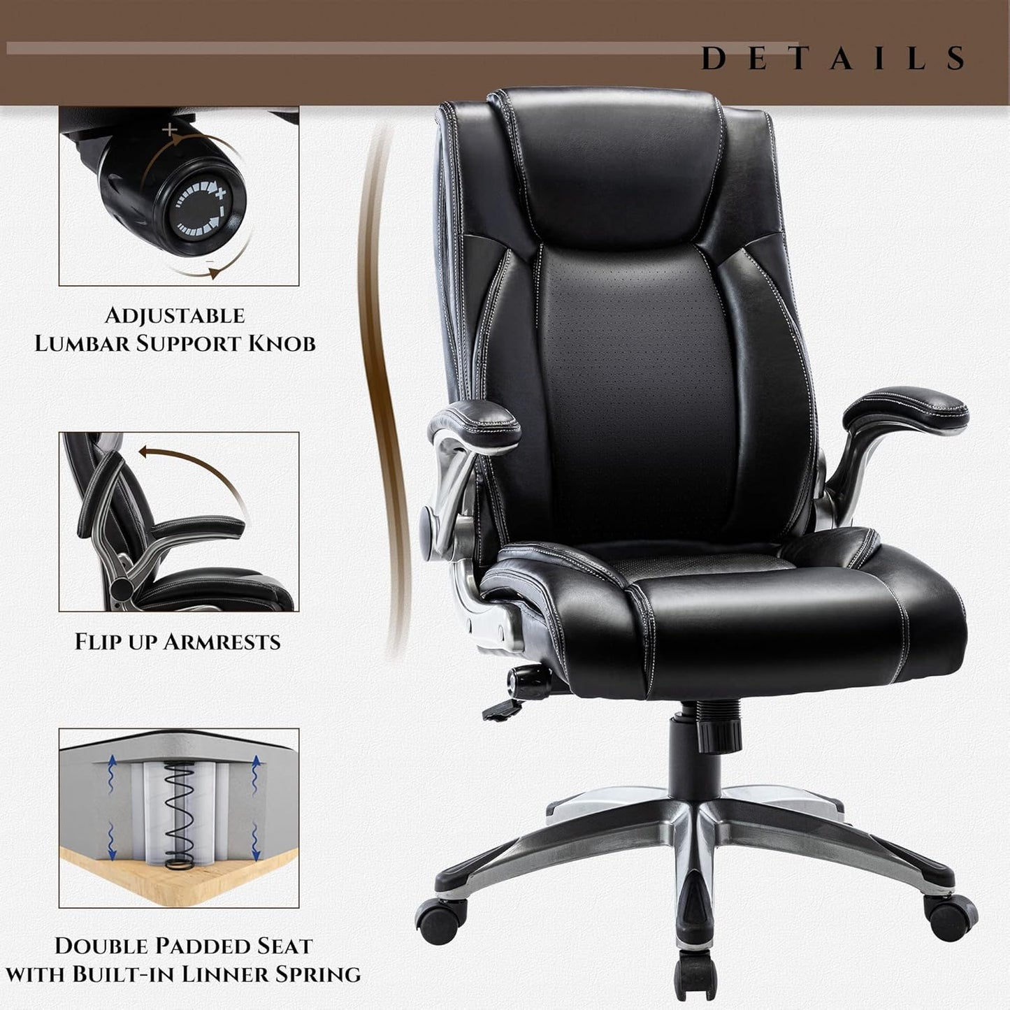 Executive Office Chair Computer Desk Chair Swivel Home Office Chair Upgraded Casters