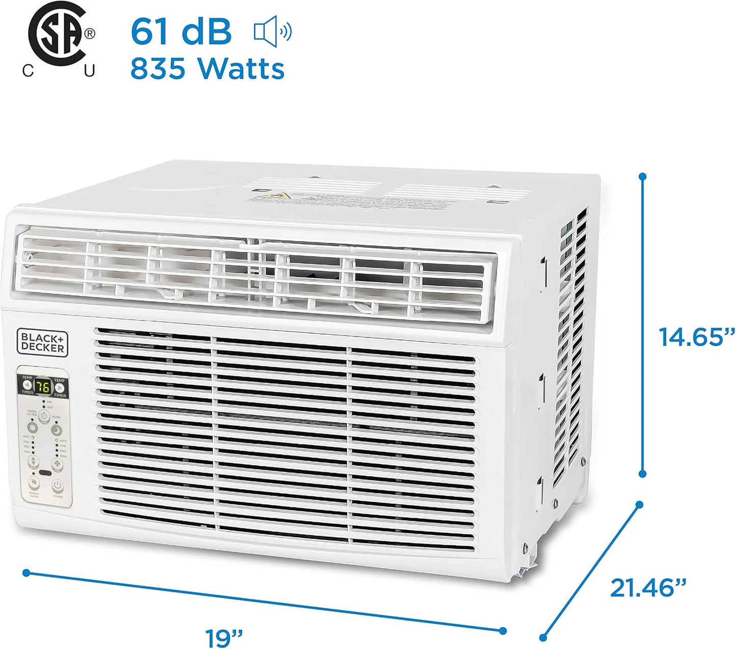 BLACK+DECKER Window Air Conditioner 5000 BTU, Cools Up to 150 Square Feet, AC Unit with Mechanical Controls, Manual Fan Only and Cool Settings, BD05MWT6, White