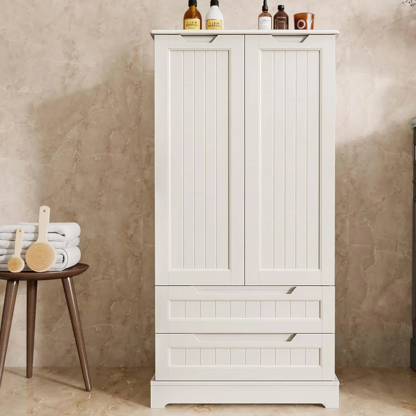 Gizoon Kitchen Pantry Cabinet with Drawers Freestanding Bathroom Storage Cabinet with Doors and Shelves, 47 Inch Small Pantry Cabinet