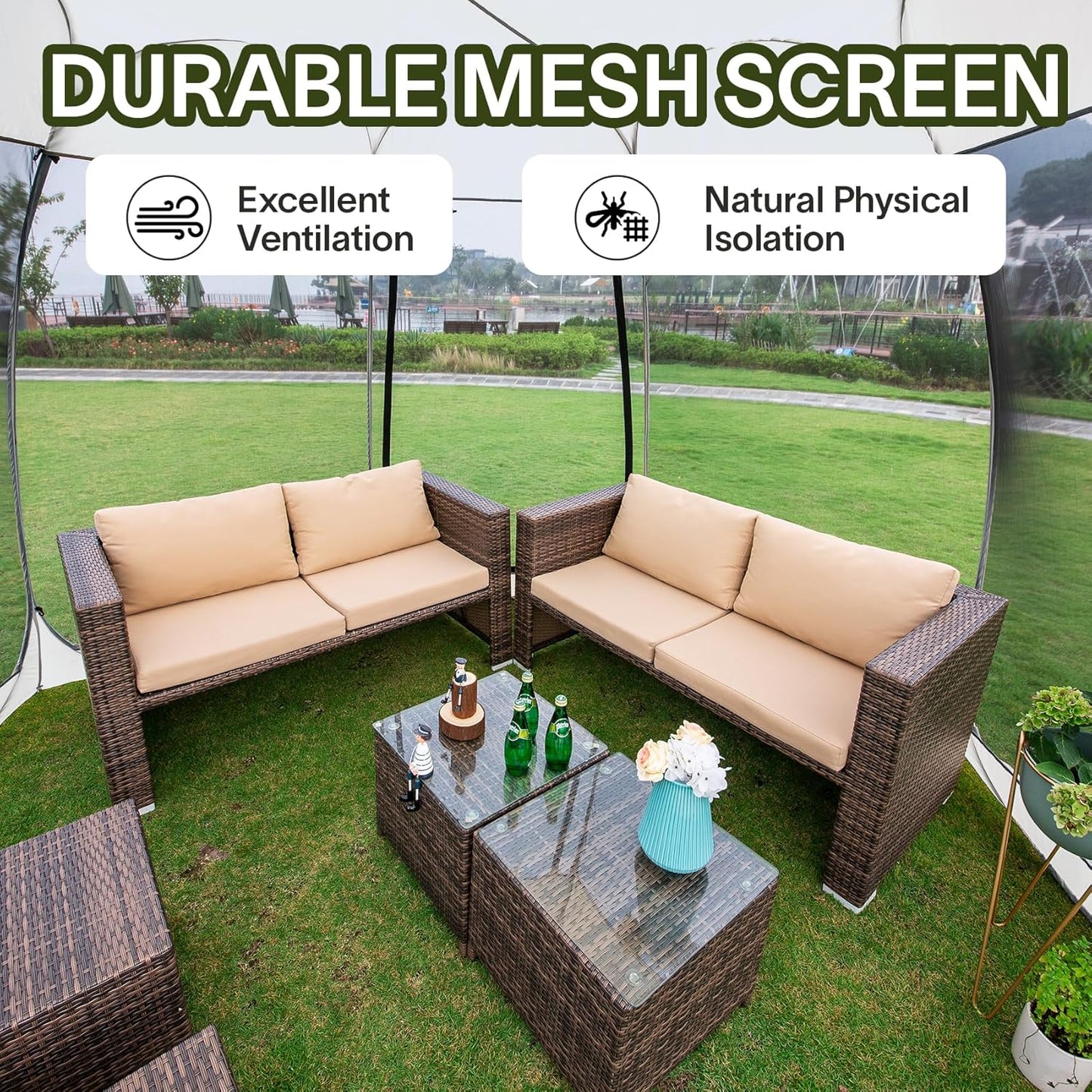 Pop Up Screen House Gazebo Tent with Mosquito Netting Sides