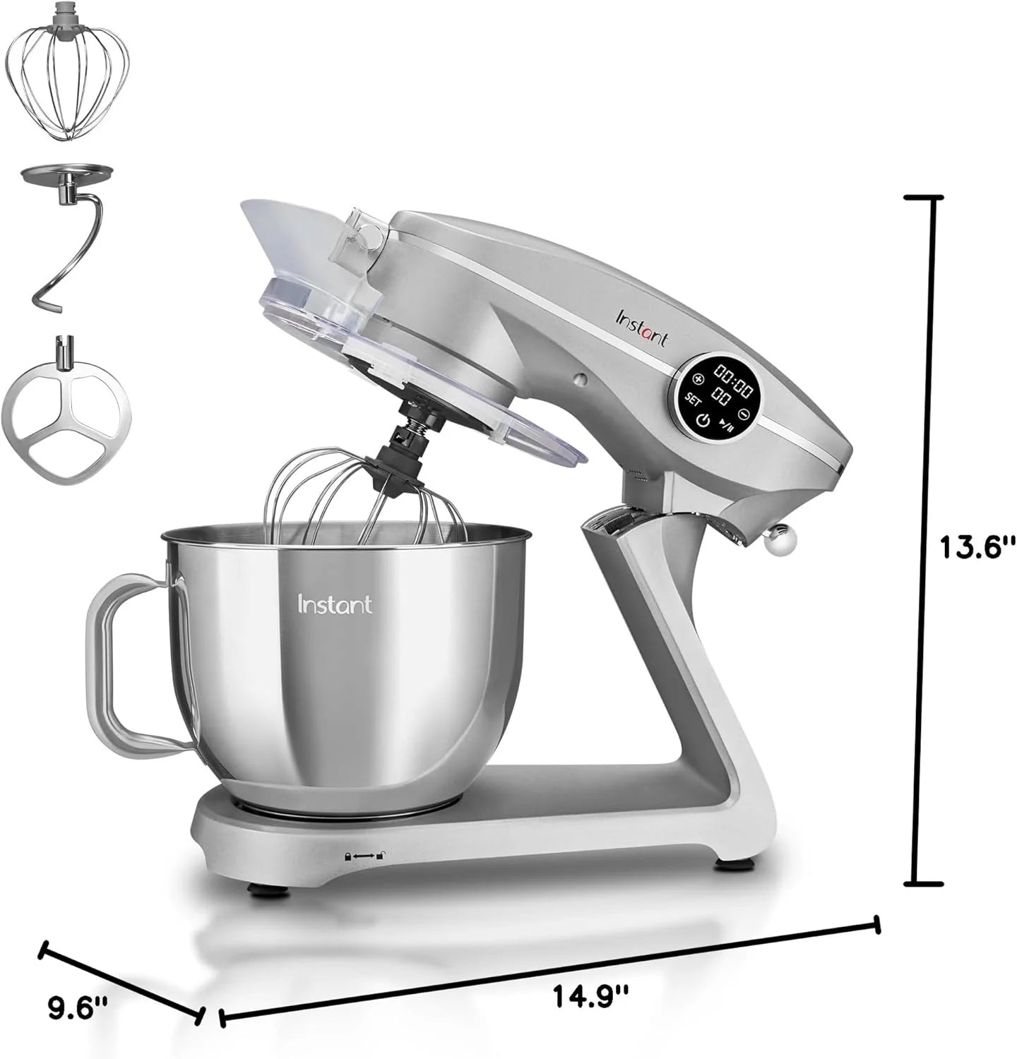 Instant Pot Instant Stand Mixer Pro 600W 10-Speed Electric Mixer with Digital Interface,7.4-Qt Stainless Steel Bowl,Dishwasher Safe Whisk,Dough Hook and Mixing Paddle