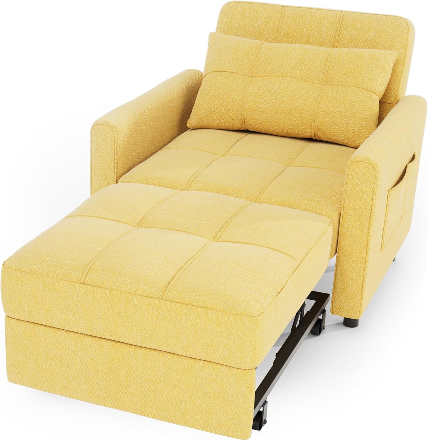 Sofa Bed Chair 3 in 1 Convertible, Pullout Single Sleeper Chair Bed with Adjustable Backrest, Spacious Multifunctional Sofa Couches