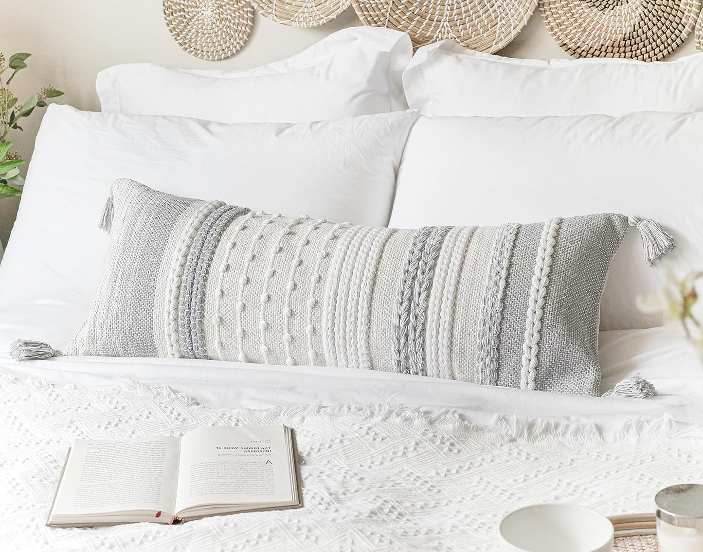 Blue Boho Decorative Throw Pillow Cover 20x20