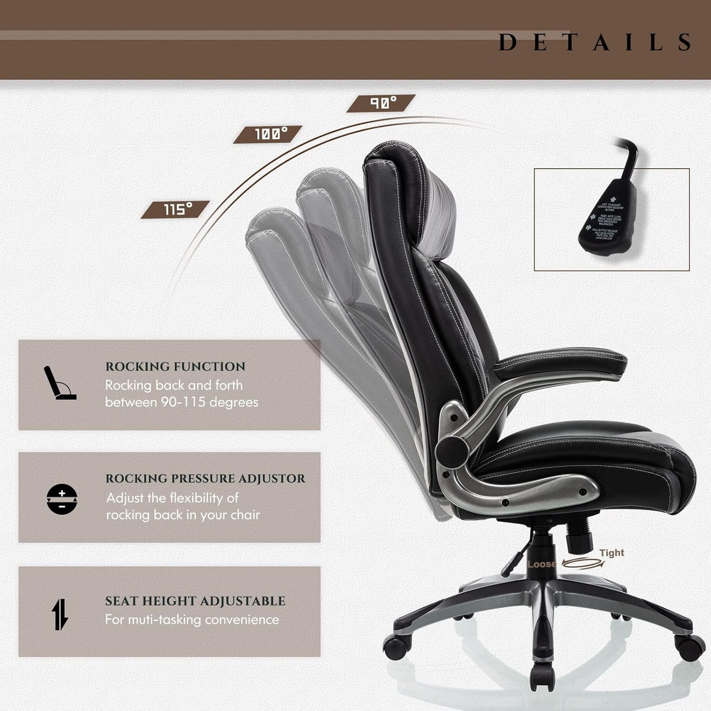 Executive Office Chair Computer Desk Chair Swivel Home Office Chair Upgraded Casters