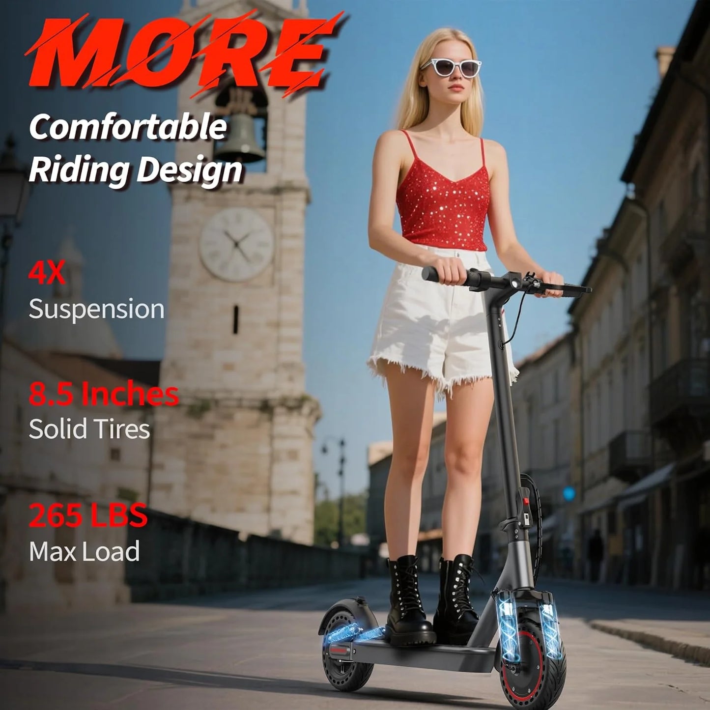 Electric Scooter, 350W/500W Motor, Top Speed 19/22 mph, Max 16/23/28Miles Ranges, Foldable E Scooter for Adults