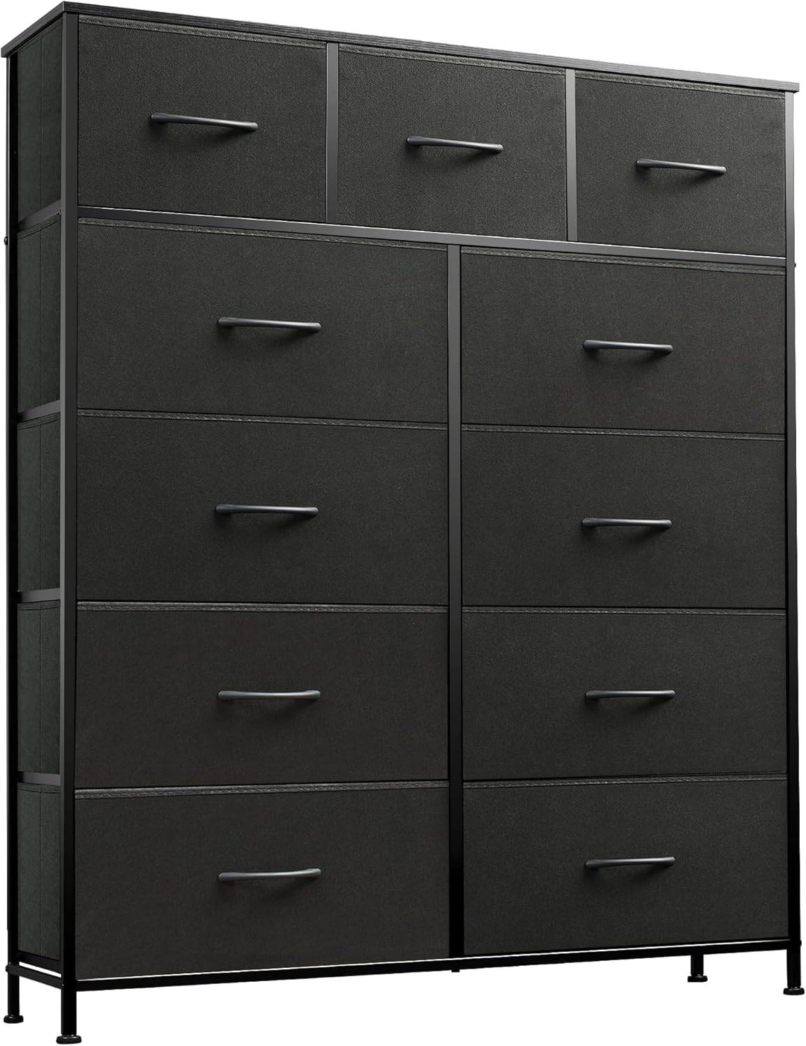 Storage Organizer Unit with 11 Fabric Bins, Storage Drawers Organizer with Steel Frame, Tall Storage Tower Organizaton