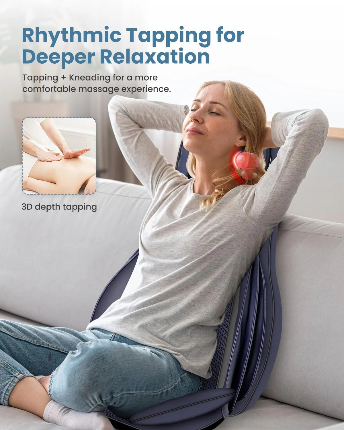 COMFIER Massager Chair with Heat Shiatsu Neck Back Massager Portable with Compress & Rolling Massage Chair Pad for Full Back Neck & Shoulders Full Body Pain