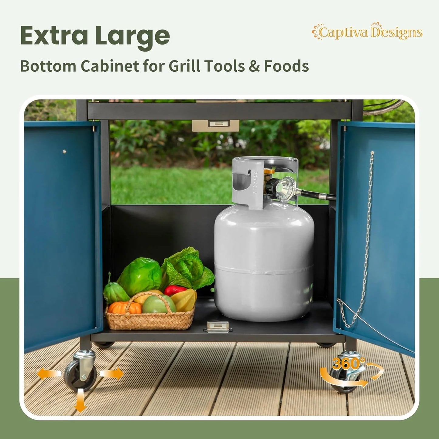 Captiva Designs 4-Burner Propane Gas BBQ Grill with Side Burner & Porcelain-Enameled Cast Iron Grates, 42,000 BTU Output Stainless Steel Grill for Outdoor Cooking Kitchen and Patio Backyard Barbecue