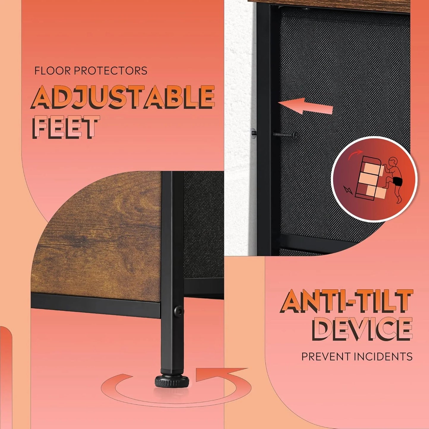 WLIVE Storage Organizer Unit with 13 Fabric Bins, Storage Drawers Organizer with Steel Frame, Tall Storage Tower Organizaton for Living Room, Hallway, Office, Charcoal Black