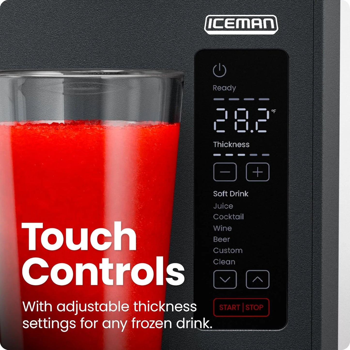 Iceman Slush-Ease Smoothie Maker, Frozen Drink Maker with 5 presets + custom options, easy dispensing wand for making frozen margaritas, slushies and smoothies