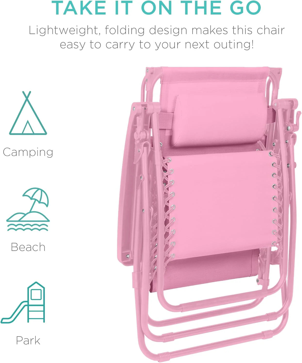 Best Choice Products Folding Zero Gravity Outdoor Recliner Patio Lounge Chair w/Adjustable Canopy Shade, Headrest, Side Accessory Tray, Textilene Mesh - Peacock Blue