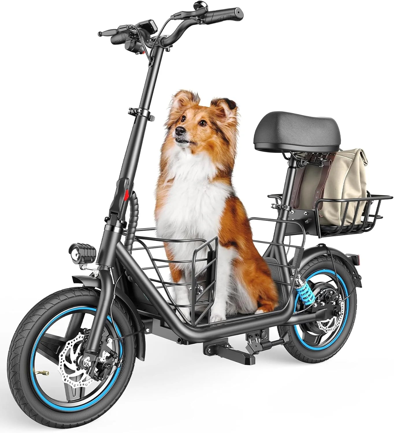Gyroor Adult Electric Scooter with Large Center Basket, 20 Mile Range, Foldable, and Seat
