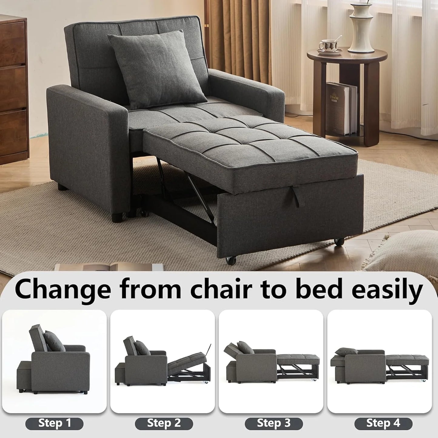 Sofa Bed Chair Convertible Sleeper Sofa with Pull-Out Bed