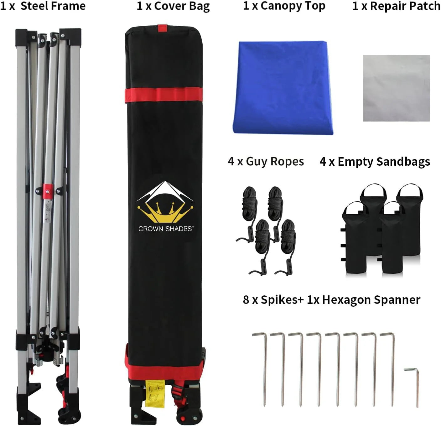 10x10 Pop-Up Awning - One-Click Installation Beach Tent - Outdoor Sunshade Silver Coated Top, 3 Heights and 4 Sand Pockets