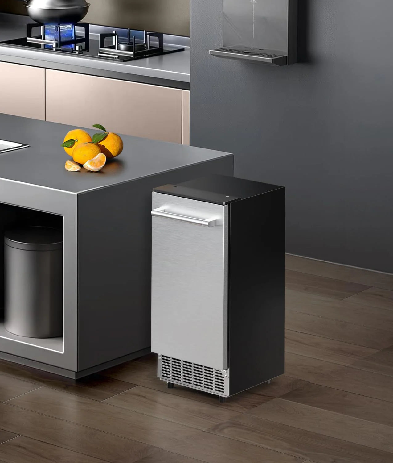 ecozy Portable Ice Maker Countertop, 9 Cubes Ready in 6 Mins, 26 lbs in 24 Hours, Self-Cleaning Machine with Ice Bags/Standing Ice Scoop/Ice Basket for Kitchen Office Bar Party, Aqua