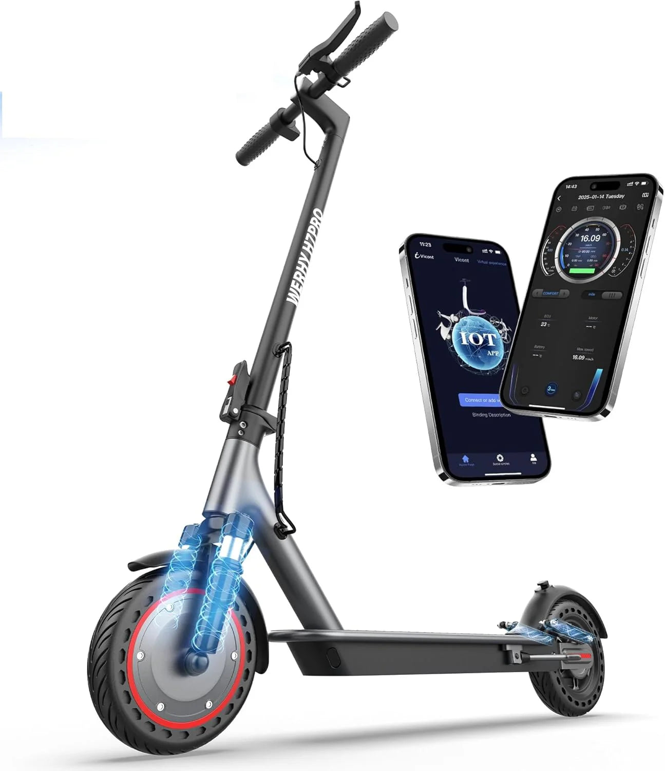 Electric Scooter, 350W/500W Motor, Top Speed 19/22 mph, Max 16/23/28Miles Ranges, Foldable E Scooter for Adults