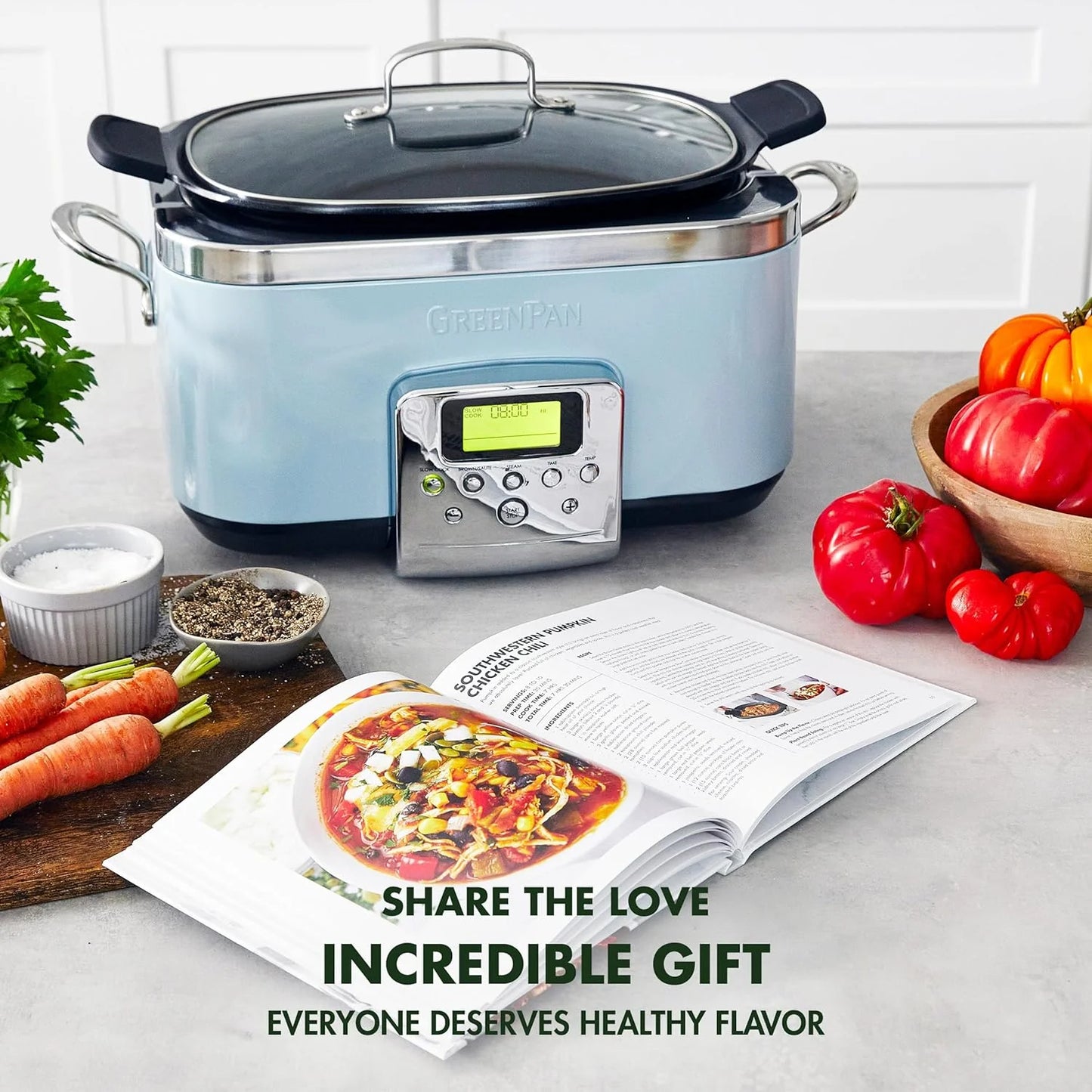 8-in-1 Programmable 6QT Electric Slow Cooker with Dishwasher-Safe Lid and Removable Base