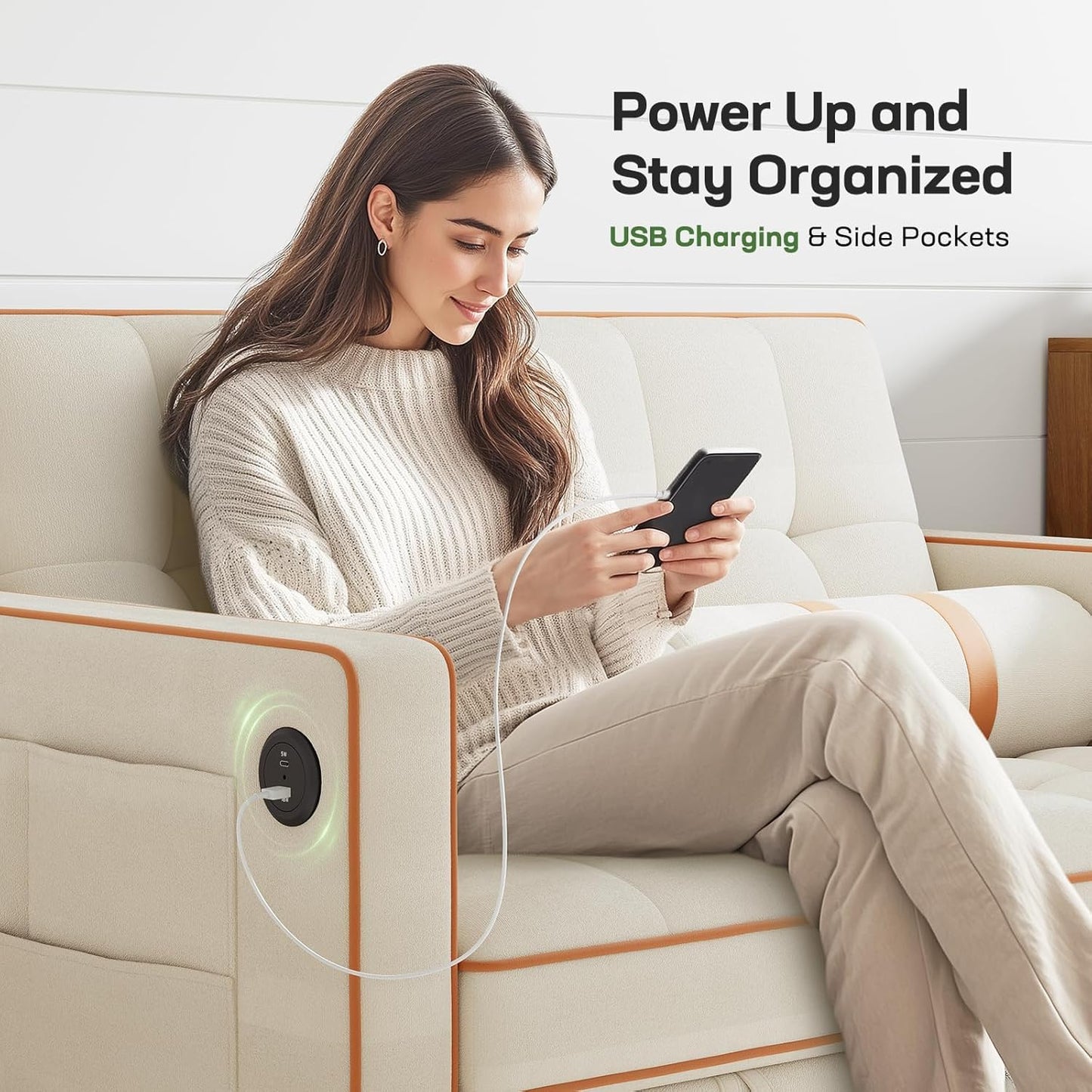 Sofa Bed 3-in-1 Convertible Sleeper Sofa