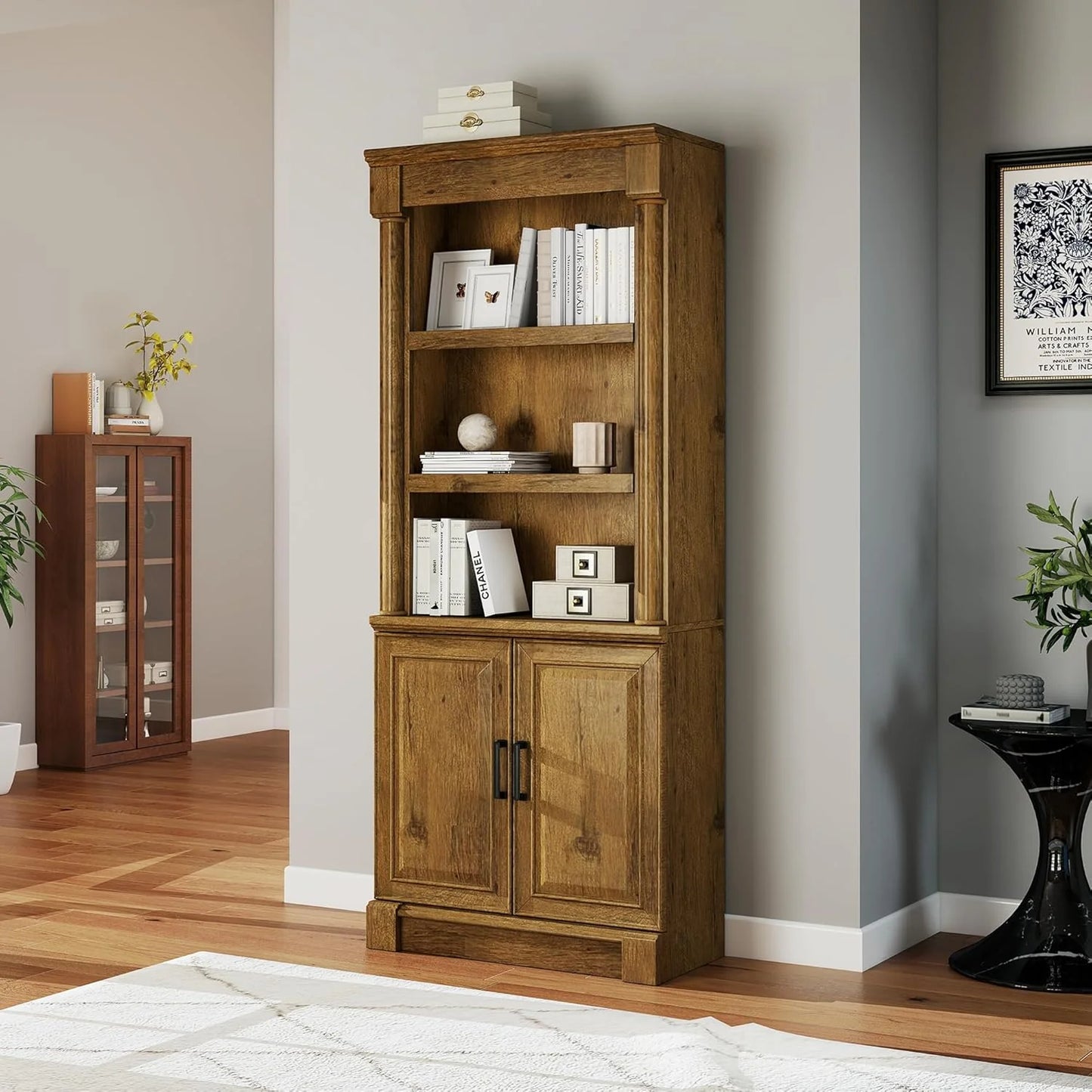 70-Inch Tall White Bookcase 5 Tiers Shelves Open Storage Bookshelf