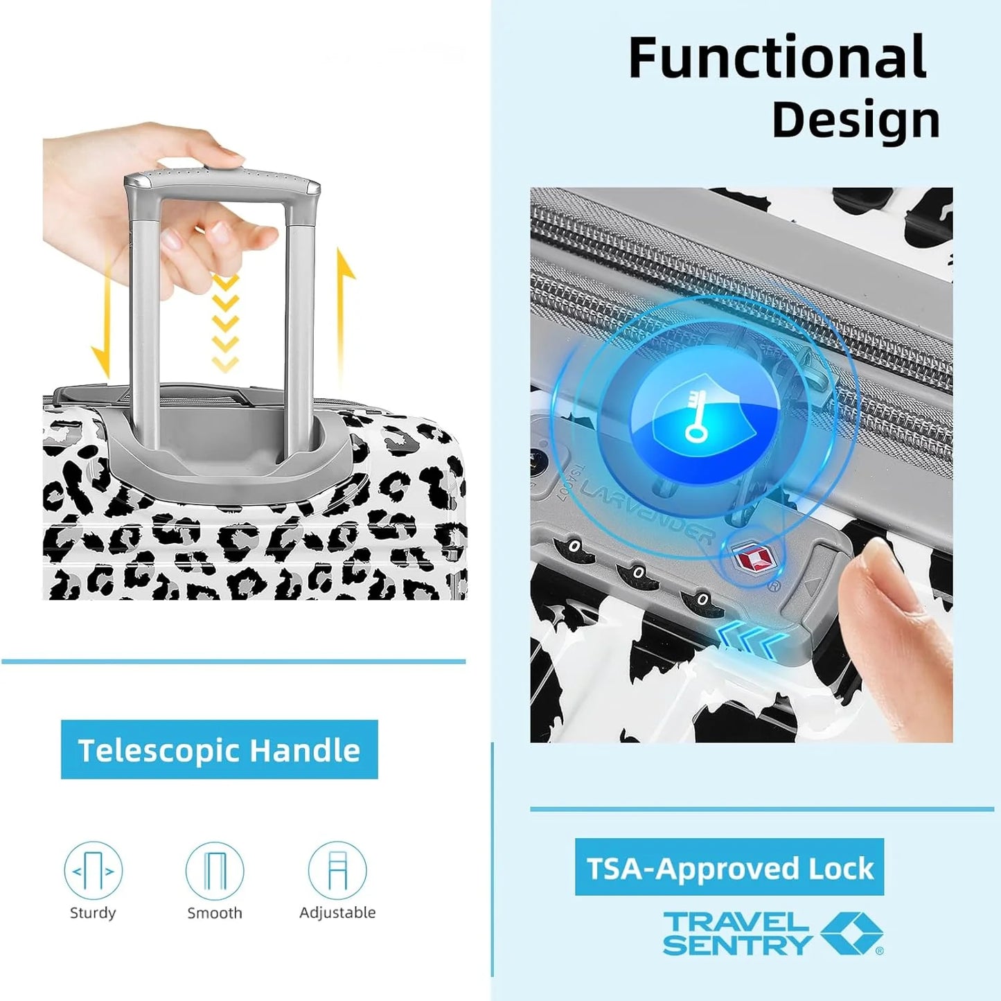 6-piece luggage set, expandable hardshell suitcase set with spinner wheels, lightweight rolling luggage set