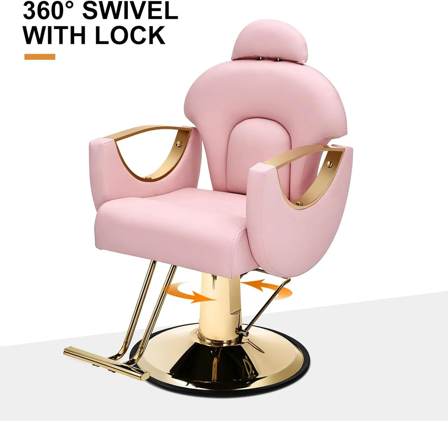 Artist Hand Salon Chair Reclining Barber Chair Oversized Hydraulic Pump Heavy Duty Hair Salon Chair 360 Degree Swivel Hair Chair for Hair Stylist, Beauty Spa Equipment Max Load 400 LBS, Black and Gold