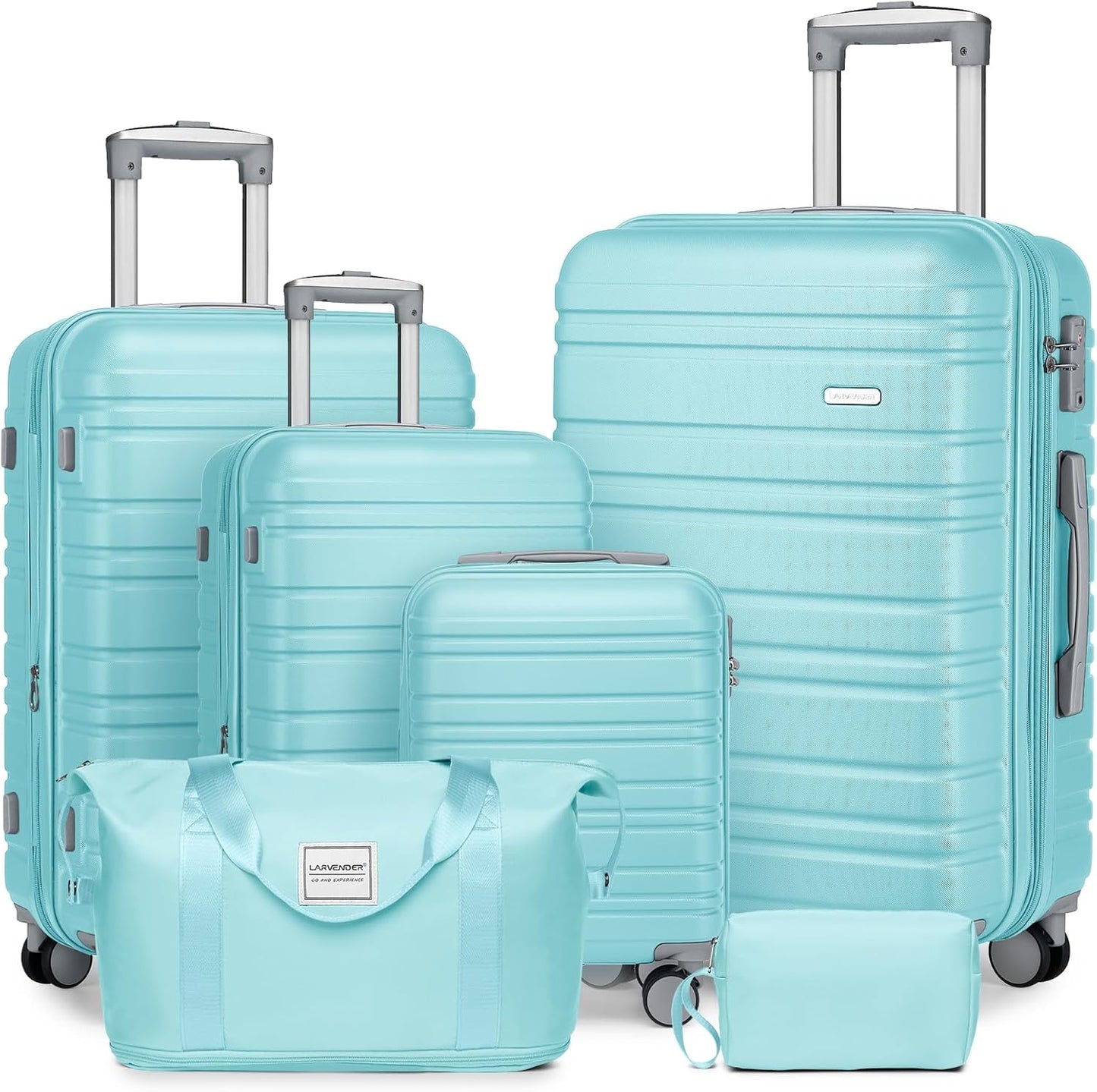 6-piece luggage set, expandable hardshell suitcase set with spinner wheels, lightweight rolling luggage set