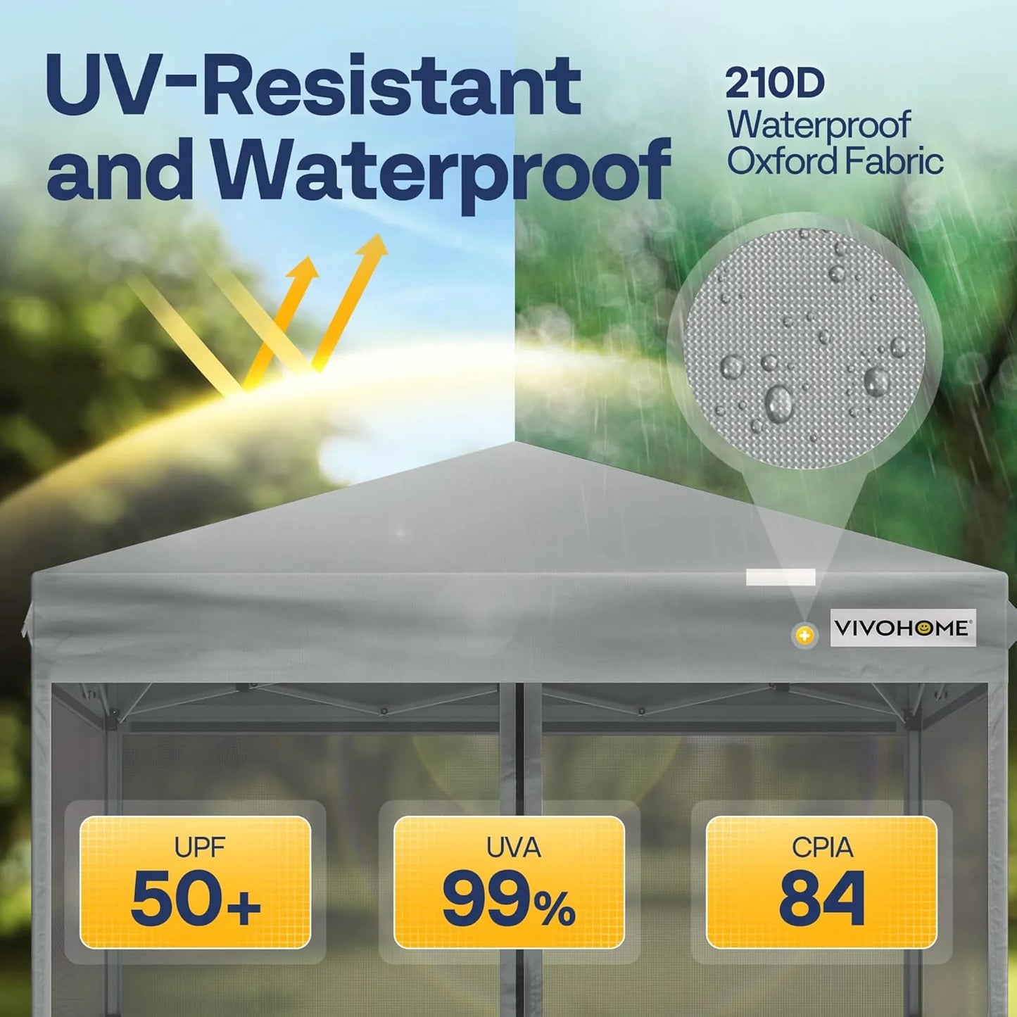 10x10ft Easy Pop-Up Canopy, Outdoor Screen Tent with Mosquito Netting, 2 Zipper Doors, and Roller Bag for Yard Camping Picnic Party Events, Beige