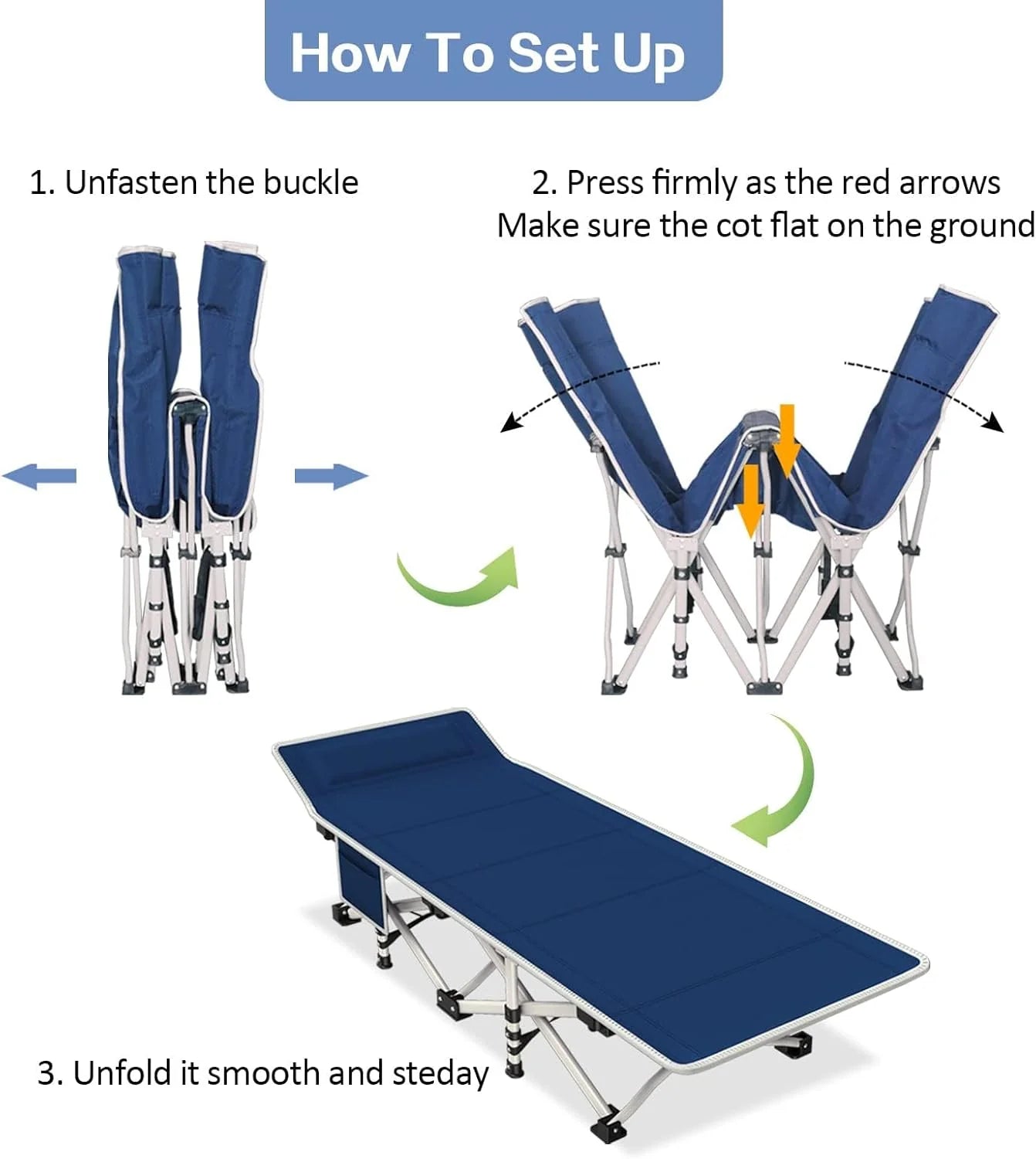 2-pack camping cots with mattresses, comfortable sleeping beds, adult camping cots, 2-person folding beds, heavy-duty sleeping beds