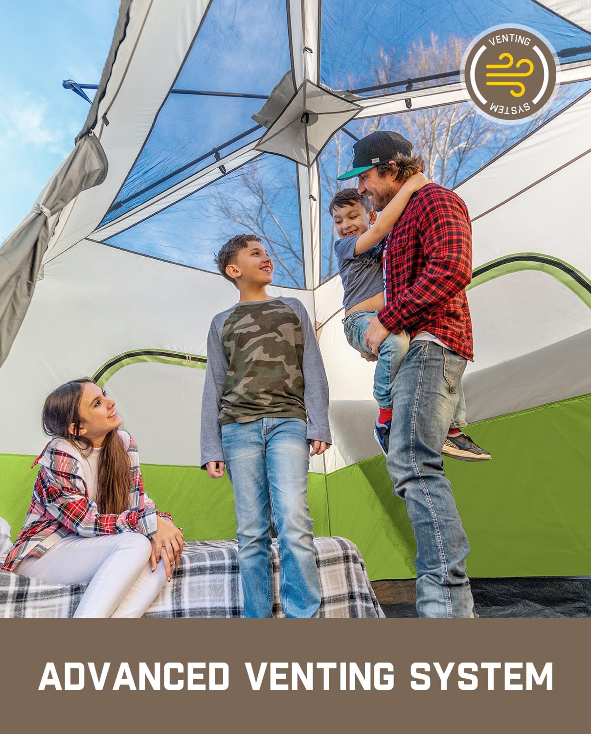 Portable camping tent for 4/6/8/10 people with instant cabin and rainproof and windproof