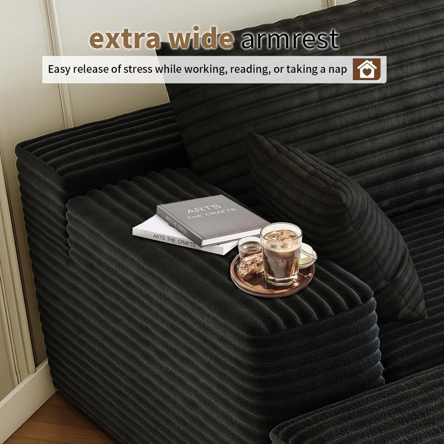 107.5 inch Cloud Modular Sectional Sofa with L-Shaped Chaise Lounge, Modern Minimalist Upholstered Sofa Deep Seating Corner Sofa