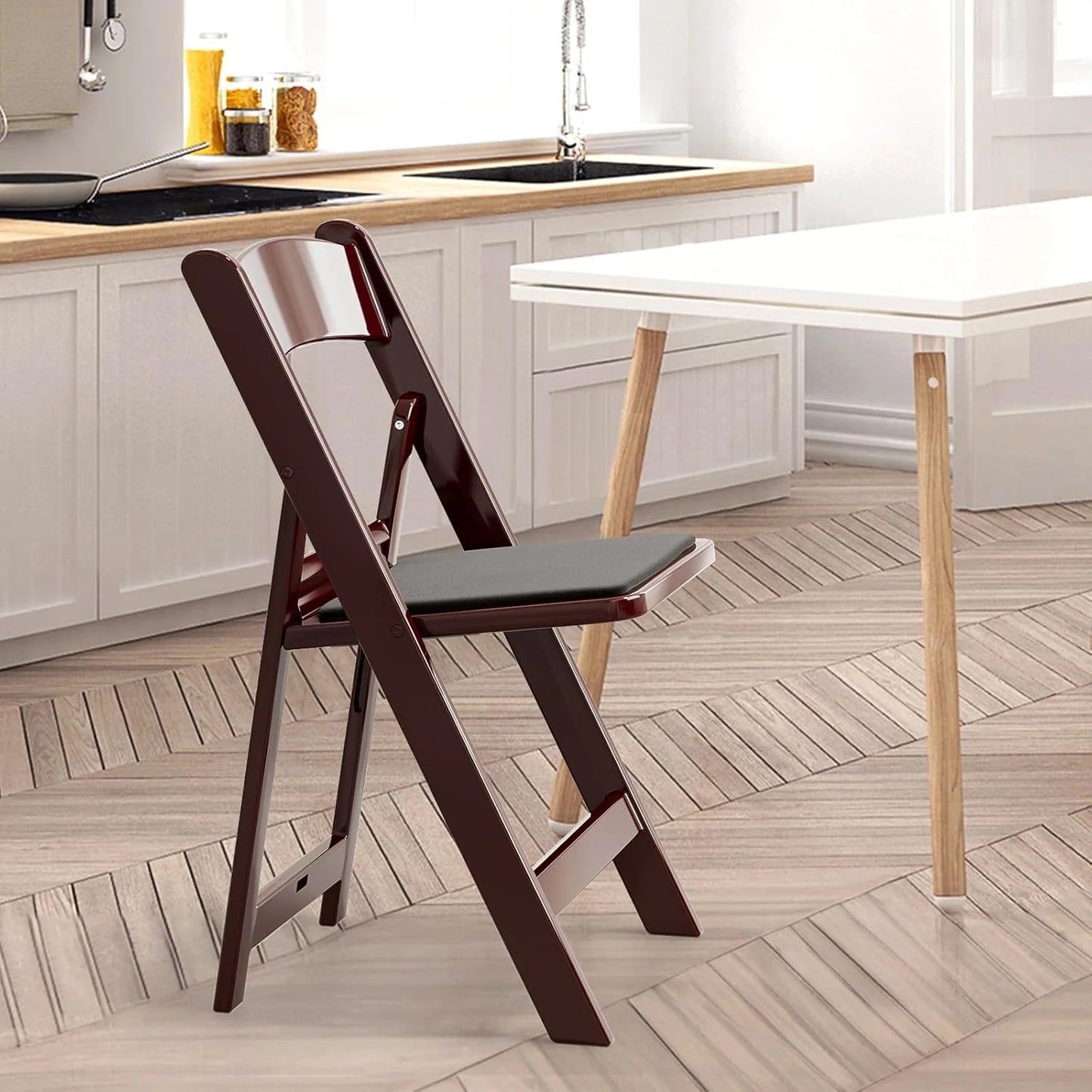 VINGLI Resin Folding Chair with Cushion Foldable Plastic Chair with Comfortable Cushioned Seat