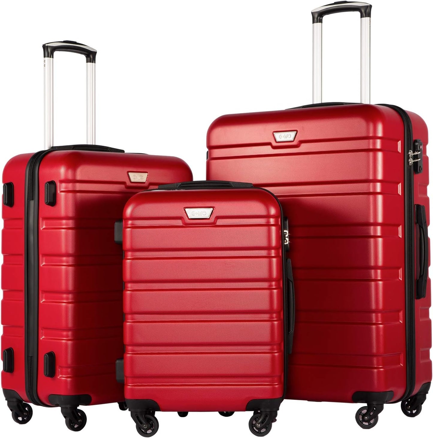 Coolife Luggage 3 Piece Set Suitcase Spinner Hardshell Lightweight TSA Lock