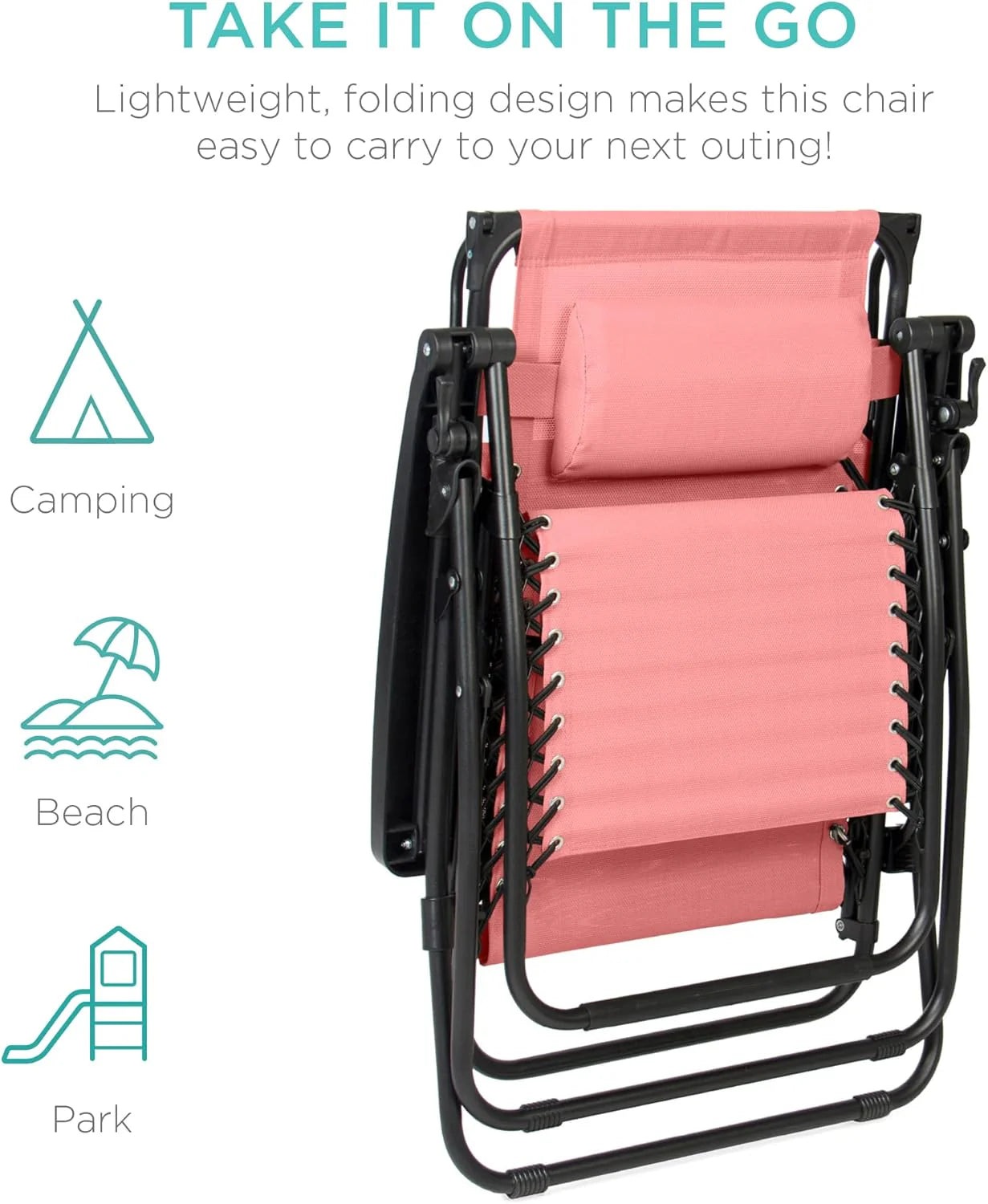 Best Choice Products Folding Zero Gravity Outdoor Recliner Patio Lounge Chair w/Adjustable Canopy Shade, Headrest, Side Accessory Tray, Textilene Mesh - Peacock Blue