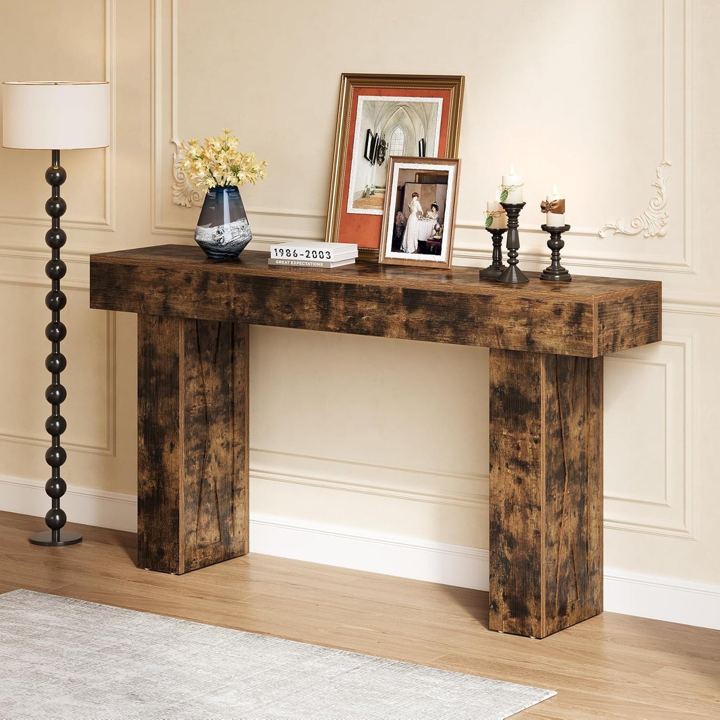 63-Inch Narrow Console Table Modern Sofa Table for Hallway