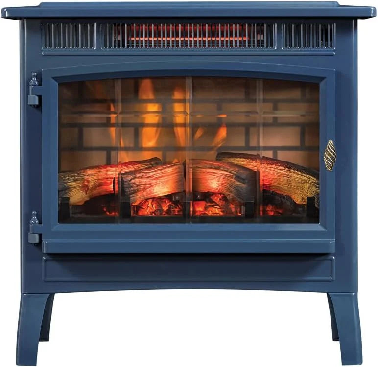 Freestanding Electric Fireplace Stove Heater with 3D Flame Effect for 1,000 Sq. Ft