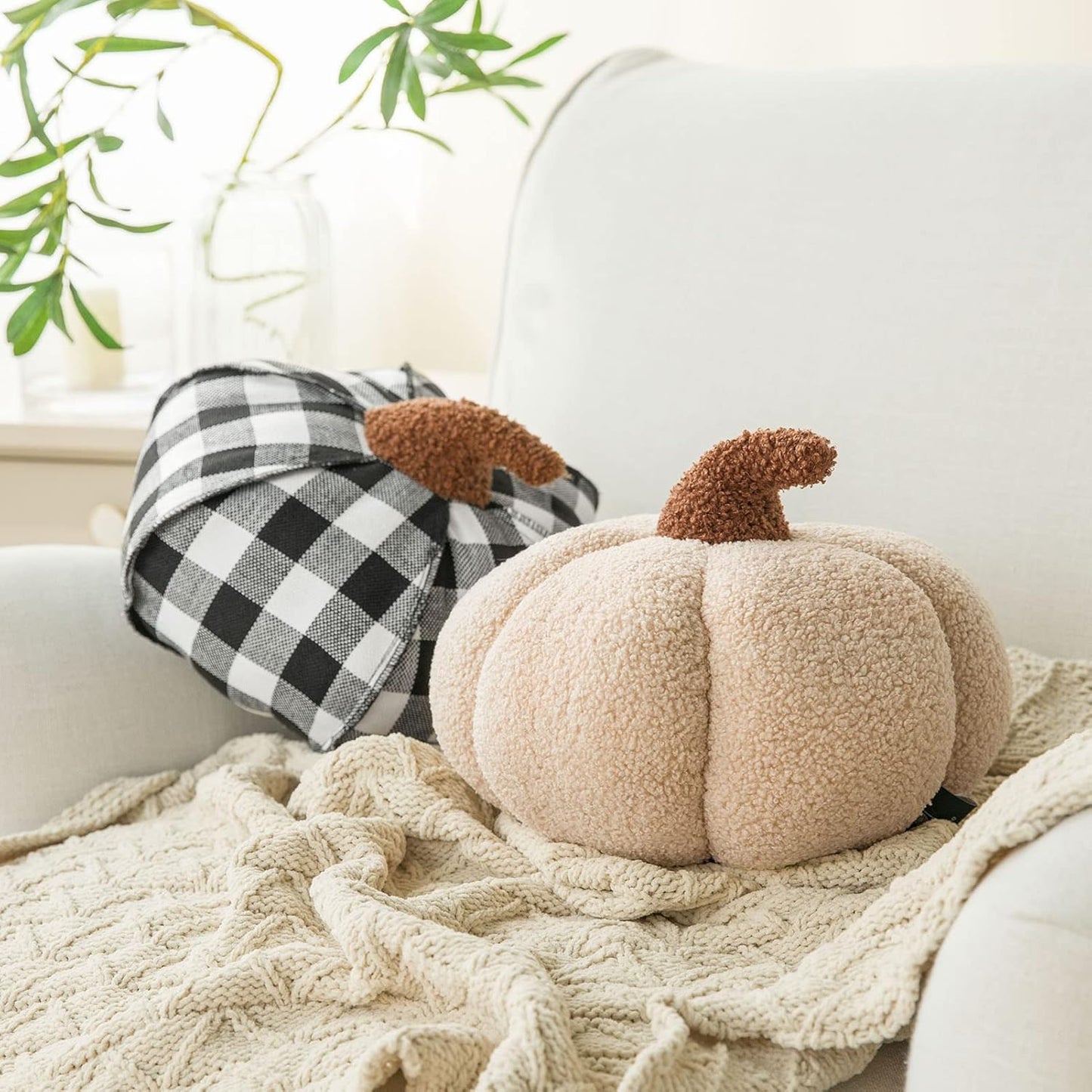 Teddy Fleece Pumpkin Throw Pillows
